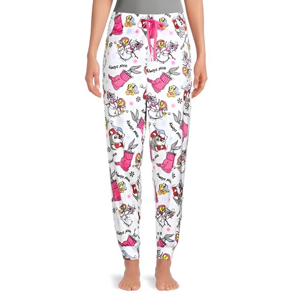 5/$20 NEW L 8-10 Women's Soft Looney Tunes Christmas Sleep Pants - Picture 3 of 5